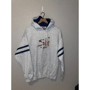 Vintage Skiing Hoodie Colorado Gray Hoodie Jacket Wild West Outerwear Ski 90s L